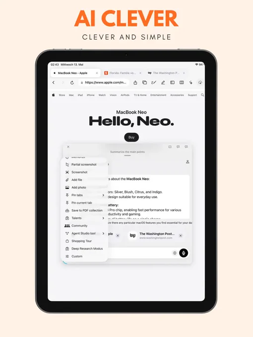 Hey! If you’re looking for an AI browser on iOS/iPadOS right now, check out Browser-Ai — it’s already available on the App Store: https://apps.apple.com/us/app/browserai/id6754273445

It comes with a lot of features:
• AI Chat & Floating Chat right on top of any webpage
• Split View for side-by-side browsing on iPad
• Pin, sort & rename tabs
• Spaces & Tab Folders for organizing different projects
• Highlight & pin page content directly into chat
• Deep Research, Shopping Tour, Reader Mode, PDF Export
• AI Mouse on iPad — smart text detection on hover
• Talents — create your own custom AI helpers
• Currently supporting 15 languages, with 41 coming soon
Would love to hear your thoughts! 🚀