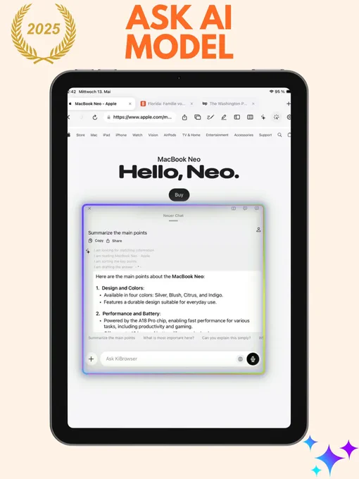 Hey! If you’re looking for an AI browser on iOS/iPadOS right now, check out Browser-Ai — it’s already available on the App Store: https://apps.apple.com/us/app/browserai/id6754273445

It comes with a lot of features:
• AI Chat & Floating Chat right on top of any webpage
• Split View for side-by-side browsing on iPad
• Pin, sort & rename tabs
• Spaces & Tab Folders for organizing different projects
• Highlight & pin page content directly into chat
• Deep Research, Shopping Tour, Reader Mode, PDF Export
• AI Mouse on iPad — smart text detection on hover
• Talents — create your own custom AI helpers
• Currently supporting 15 languages, with 41 coming soon
Would love to hear your thoughts! 🚀