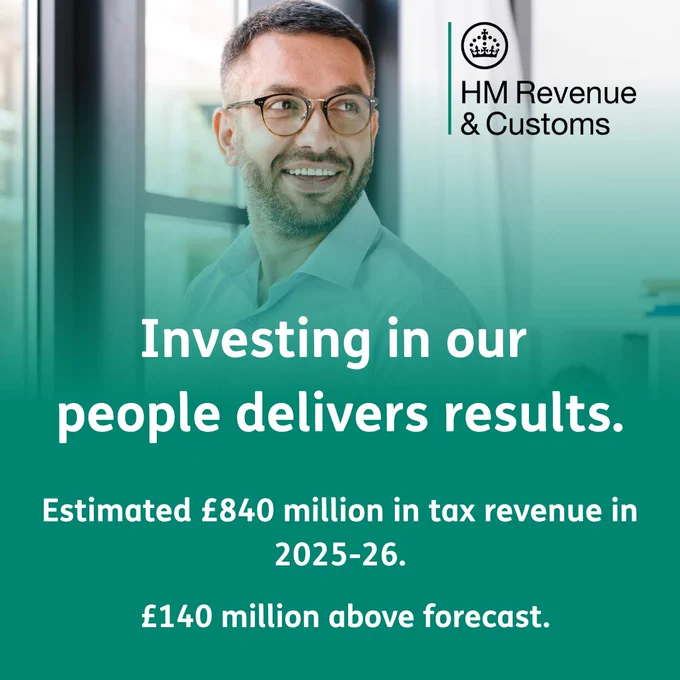 Investing in our people delivers results. Our investment in debt management staff is estimated to have generated £840 million in 2025-26, beating forecasts by £140 million.
