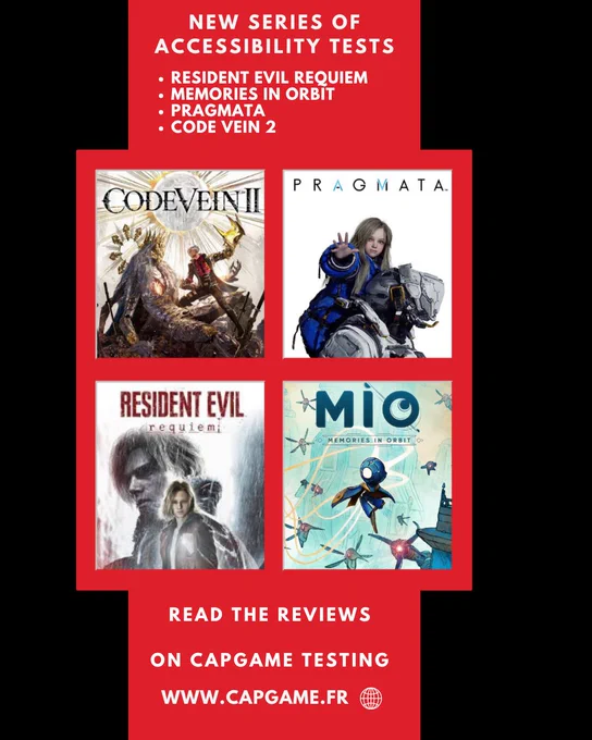 Annoucement of the 4 new articles - Resident Evil Requiem, M.I.O, Pragmata and Code Vein 2 - available on www.game-lover.org/en