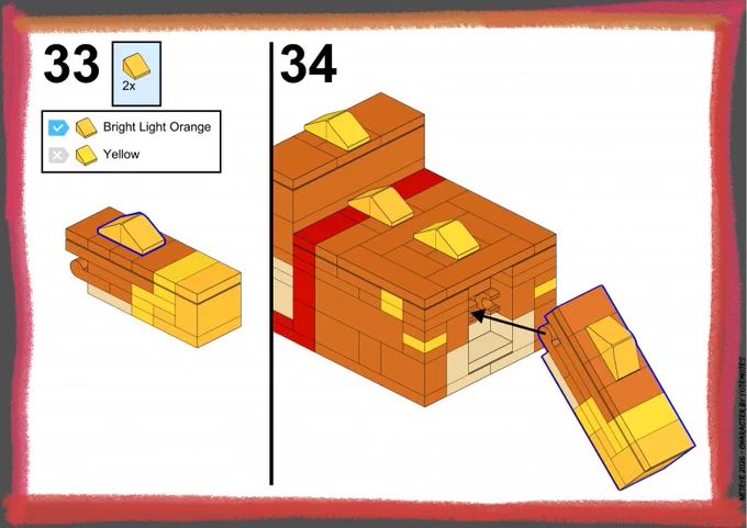 Excerpt of the instructions on how to build a Yotemotes Yote with Lego bricks.
