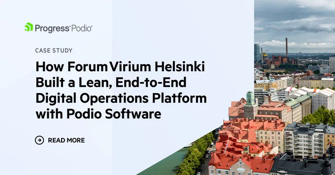 Case study banner: How Forum Virium Helsinki Built a Lean, End-to-End Digital Operations Platform with Podio Software