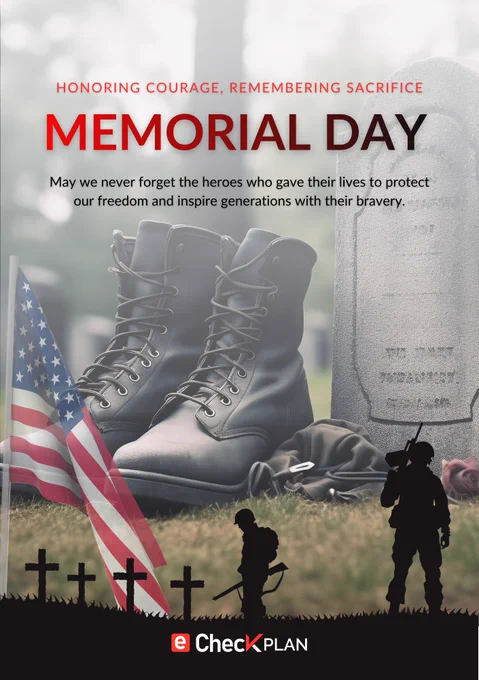Honoring Those Who Gave Everything 🇺🇸

This Memorial Day, we remember the brave heroes who made the ultimate sacrifice for our freedom.
Their courage, service, and dedication will never be forgotten.

Today, we honor their legacy with gratitude and respect.

— Team eCheckPlan