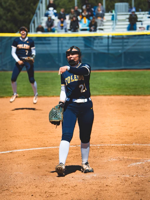 Mady Yackee celebrates a pitch.