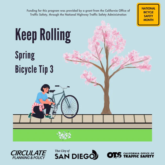 May is National Bicycle Safety Month, and for our last bike safety tip, we’ll go over patching a flat tire 🚲

Swipe right to learn more!

Funding for this program was provided by a grant from the California Office of Traffic Safety, through the National Highway Traffic Safety Administration