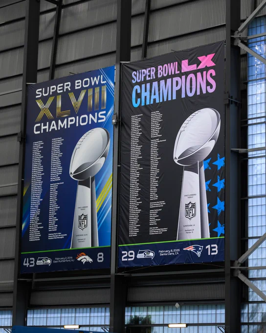 Seahawks SBLX Banner is Hung