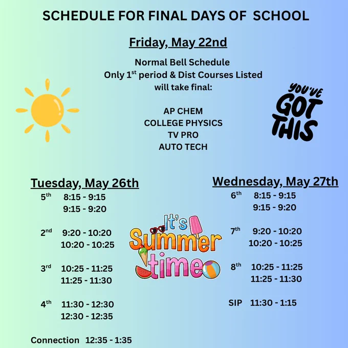 2nd semester finals schedule