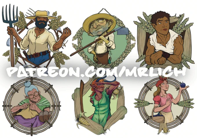 Six full color character art tokens for use on virtual tabletops. The characters are part of a collection of NPC ‘non combatants’. Art by mrlich.