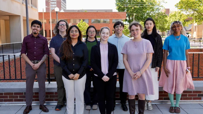 Student award recipients pictured: Amanda Riggenbach, Anveksha Vinod Pandey, Brianna Ritchison, Jaidyn Smith, Liri Fang, Nicholas Martin, Ruben Manriquez, Ryan Pearlman, and Emma Zou.