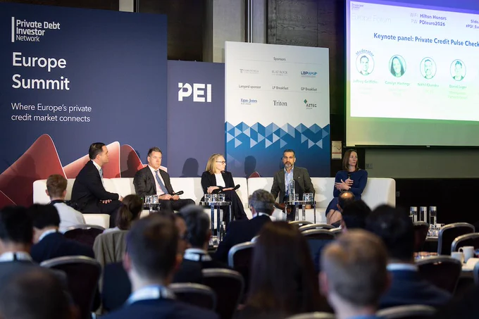 A collection of images from the Private Debt Investor's 2026 Europe Summit where Carolyn Hastings of Bain Capital was a panel member. 