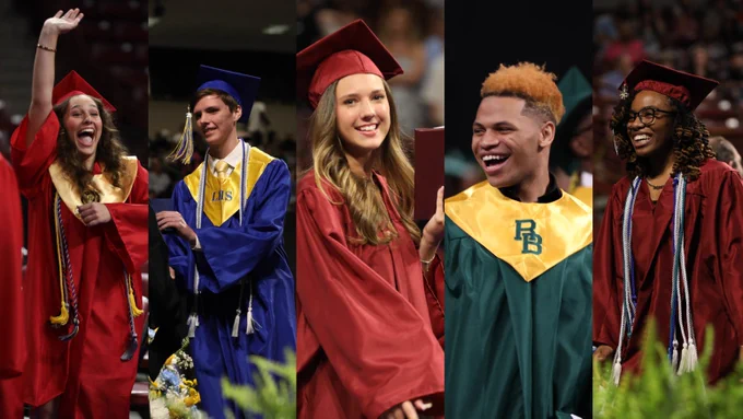 Seniors from each of 5 graduating classes.