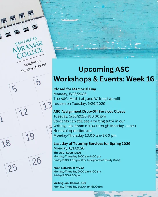 The background is a photo of a close up of a partial white monthly calendar page on a wooden boards with peeling teal-colored paint. The upper-right corner of the calendar page has the ASC logo on it. The right half of the image is covered with a light aqua rectangle that contains all of the workshops and events. Centered at the top is a heading in black text. Underneath the heading is smaller black text.