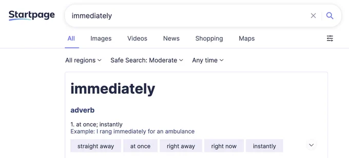 Startpage.com: private search engine.