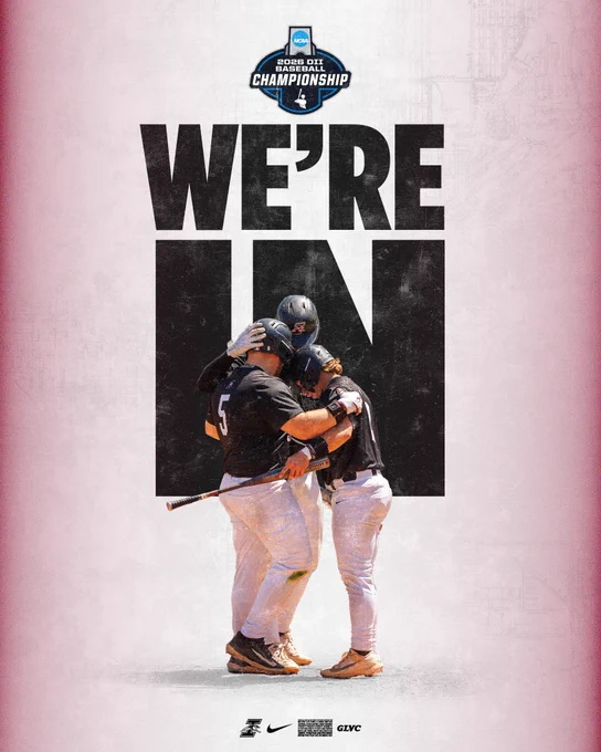 A “We’re in” graphic for UIndy baseball in the NCAA Tournament