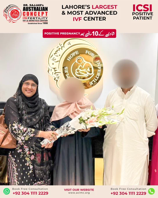 𝐈𝐂𝐒𝐈 Positive Patient After 𝟏𝟎 Years of Primary Infertility at Australian Concept Infertility Medical Center, Islamabad. 
The Patient Conceived after ICSI treatment at 𝐃𝐫. 𝐒𝐚𝐣𝐣𝐚𝐝'𝐬 Australian Concept Infertility Medical Center. 
𝐂𝐨𝐧𝐬𝐮𝐥𝐭𝐚𝐧𝐭:  Dr. Zakia Asher
𝐋𝐨𝐨𝐤𝐢𝐧𝐠 𝐟𝐨𝐫 𝐈𝐕𝐅 𝐢𝐧 𝐈𝐬𝐥𝐚𝐦𝐚𝐛𝐚𝐝?
Why not visit Pakistan’s largest and most advanced IVF Center in Islamabad? Islamabad’s Best IVF and Fertility Clinic is part of Australian Concept Group's 15-plus national chain of IVF Clinics, which has a team of 35 internationally trained IVF Consultants. At the Australian Concept Islamabad IVF Clinic, our mission is to provide infertile couples with the precious opportunity to start a family.  
𝐁𝐎𝐎𝐊 𝐘𝐎𝐔𝐑 𝐀𝐏𝐏𝐎𝐈𝐍𝐓𝐌𝐄𝐍𝐓 𝐓𝐎𝐃𝐀𝐘 𝐖𝐈𝐓𝐇 𝐀𝐔𝐒𝐓𝐑𝐀𝐋𝐈𝐀𝐍 𝐂𝐎𝐍𝐂𝐄𝐏𝐓 𝐈𝐍𝐅𝐄𝐑𝐓𝐈𝐋𝐈𝐓𝐘 𝐌𝐄𝐃𝐈𝐂𝐀𝐋 𝐂𝐄𝐍𝐓𝐄𝐑:  
Get an Appointment: https://australianconcept.com/contact-us/
Contact Australian Concept now for 𝐅𝐑𝐄𝐄 𝐂𝐎
