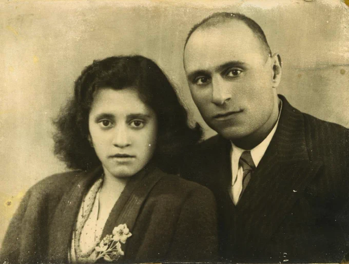 Mehdi Frarouy and his wife Madeleine, parents of Meir (Mehrad), shortly after their wedding. From the Yad Yitzhak Ben-Zvi Archive, Meir (Mehrad) Frarouy Collection.