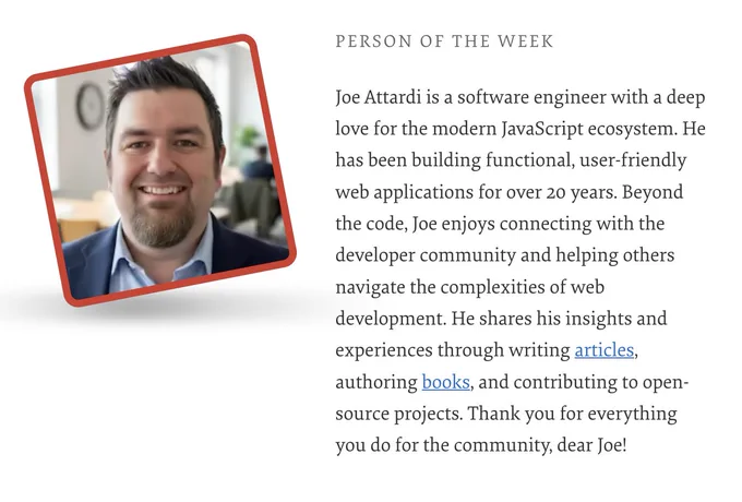 The Person of the Week is Joe Attardi.