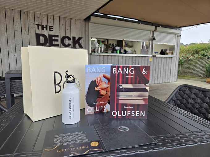 Powered by Bang & Olufsen speakers, the free gift bag for all attendees to the morning Yoga and Pilates sessions from Dawsons AV.