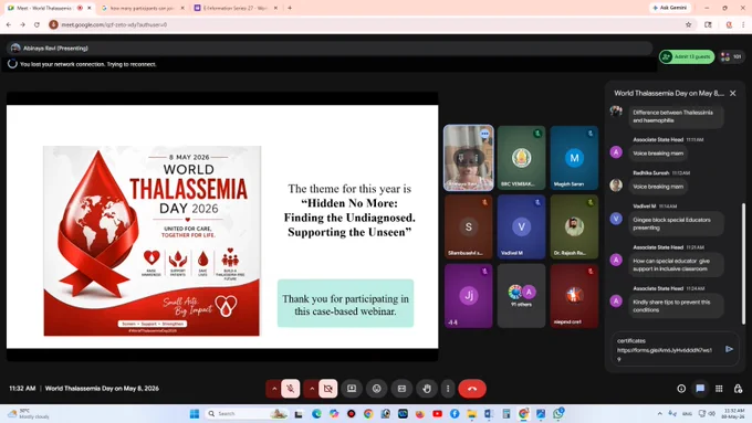 The Dept. of Medical Science, NIEPMD (D), organized an online awareness session on 'Thalassemia - Hidden No More: Finding the Undiagnosed, Supporting the Unseen' to mark 'World Thalassemia Day' on 8th May 2026.
