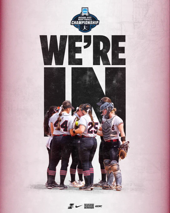 A graphic promoting UIndy softball earning an NCAA Tournament berth.