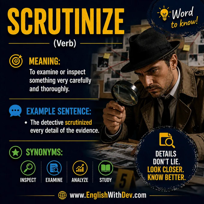 Scrutinize (verb)