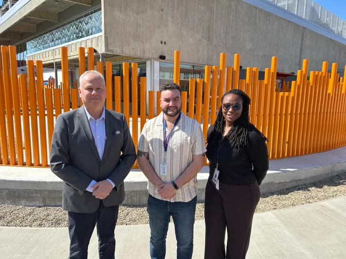 Photo of the Alberta Ombudsman (left) with a staff member and a representative from Boyle Street Community Services.
