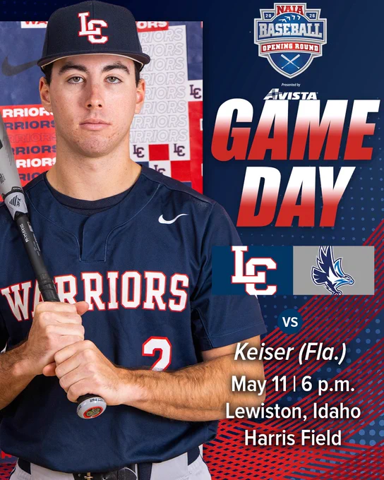 LC State baseball player next to a game day graphic