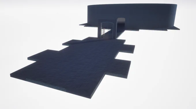 A work-in-progress screenshot of a dark, atmospheric dungeon corridor in the game Paper History. The corridor is built with a unique paper-like aesthetic, leading towards the second arena where the first enemy encounter will take place. Dim lighting creates a spooky, claustrophobic feel