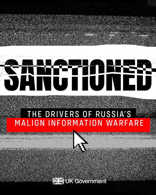 Graphic reads: Sanctioned. The drivers of Russia’s malign information warfare.