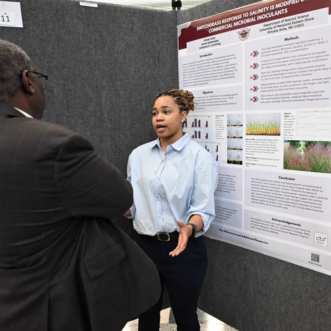 Amber Gray presents her research at the 2026 UMES Undergraduate Research Symposium.