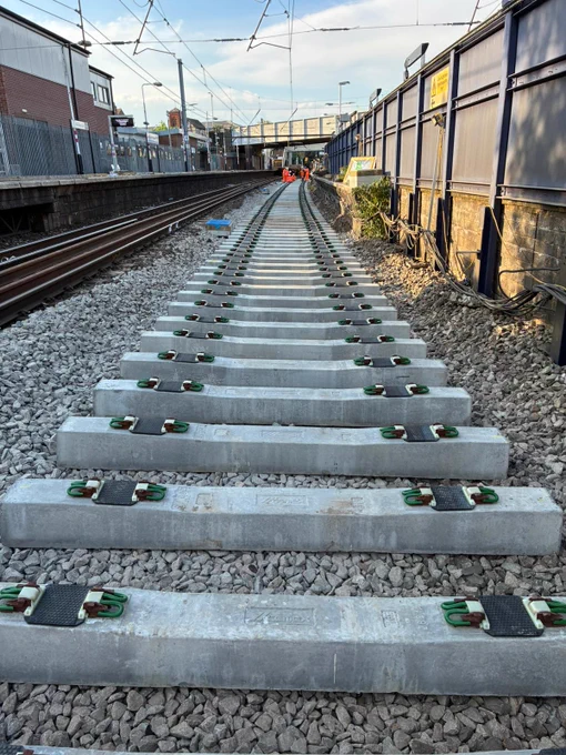 A close of up of renewed railway track