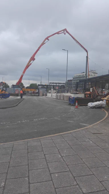 A large kirow crane outside St Albans station
