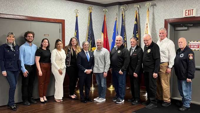 Pictured are representatives from the VCF, WTC Health Program, NYS Workers Comp Board, and numerous Long Island fire houses.