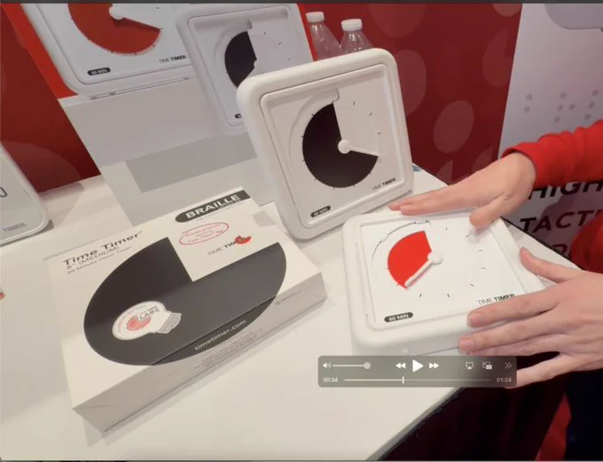 Screenshot of Christen Barbercheck in her booth showing time timer products
