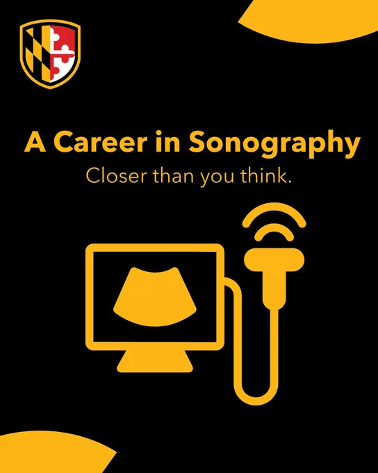 Career in Sonography,” featuring abstract graphics symbolizing sonography.
