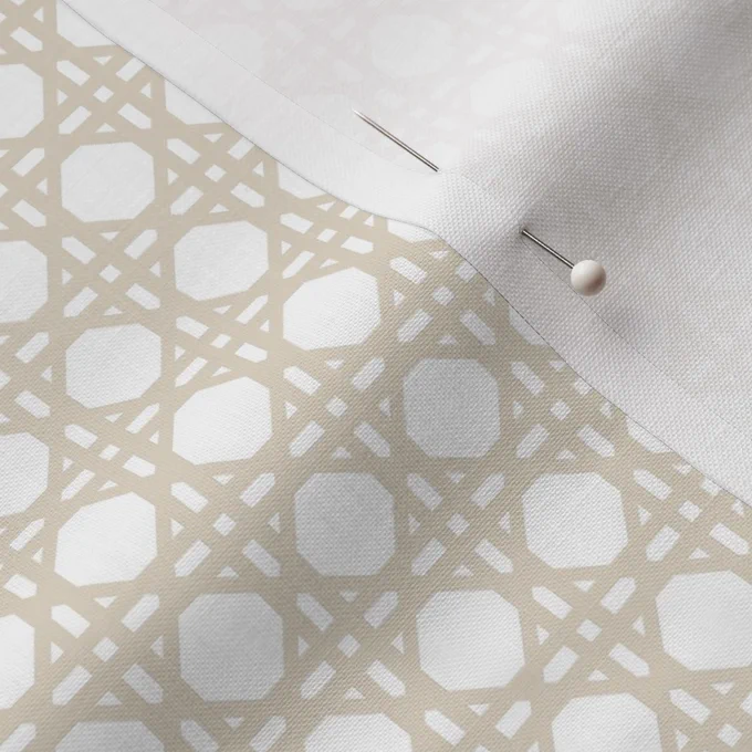 Cream on White Rattan Caning Pattern Fabric surface pattern design image
