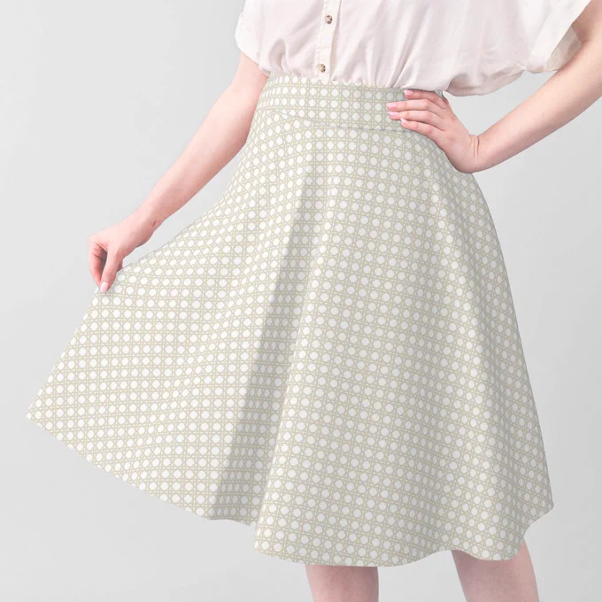 Cream on White Rattan Caning Pattern Fabric surface pattern design image
