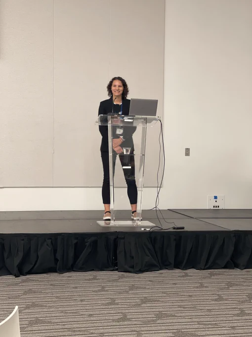 Graduate student Leah Ellis giving a presentation at the National Nutrient Database Conference.