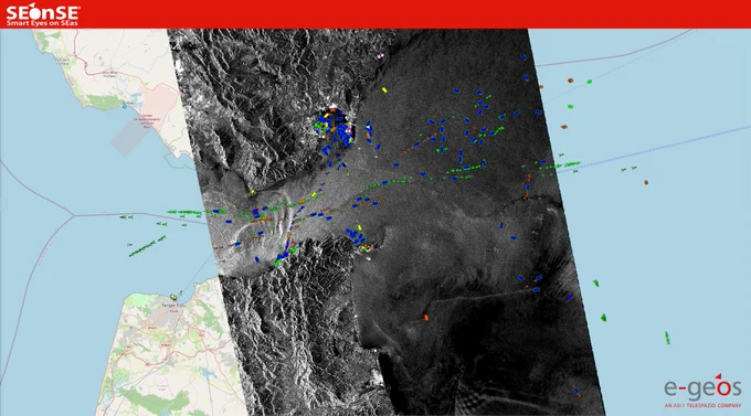 One of the Sentinel-1D data used for the validation of the AIS payload onboard the satellite, acquired on 18th January 2026 over the Strait of Gibraltar
