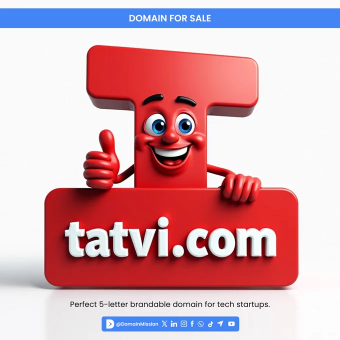 Tatvi.com Perfect 5-letter brandable domain for tech startups, AI projects, SaaS platforms, and modern digital brands - Domain Mission