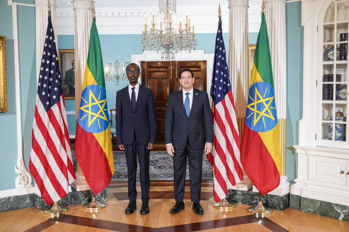 Secretary Marco Rubio meets with Ethiopian Foreign Minister Gedion Timotheos at the Department of State in Washington, D.C., May 11, 2026. (Official State Department photo by Freddie Everett)