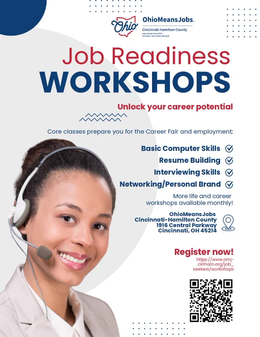 A flyer for the May 2026 Job Readiness workshops.