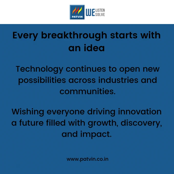 Patvin National Technology Day 2026 message highlighting innovation, new ideas, technology growth, discovery, and future possibilities across industries.