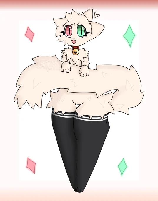 Fan Art for - @flurithekitty
Cute Pose (holds the Tail with Paws) and facial Expression, several Diamonds in the Background
