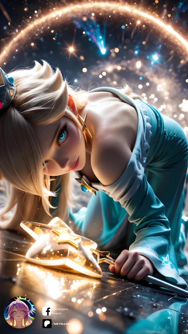 Rosalina getting up with a cosmic background