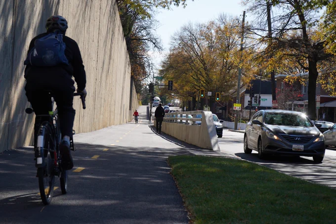 Biker on the Metropolitan Branch Trail.