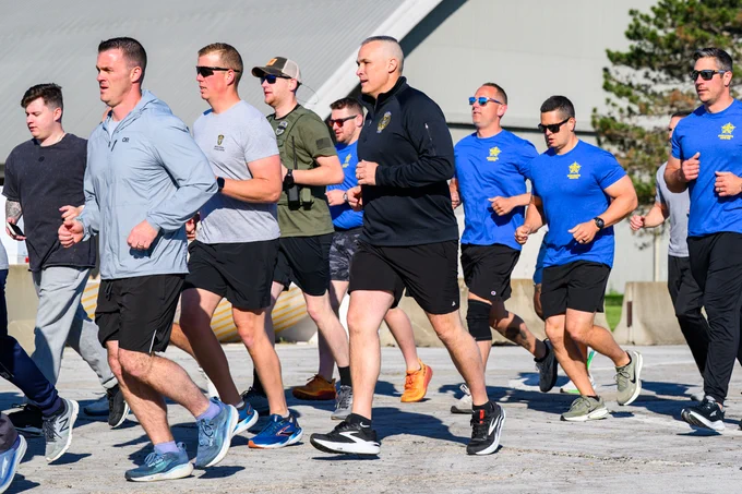A group of people participating in a run.