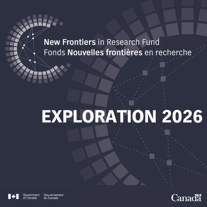 Promotional graphic for "Exploration 2026" part of New Frontiers in Research Fund.