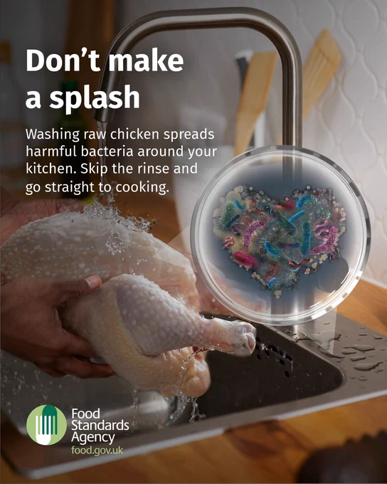 don't wash washing raw meat