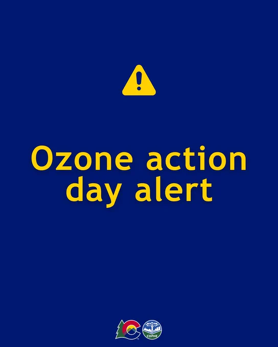 Ozone Action Day alert text in yellow on a blue background.